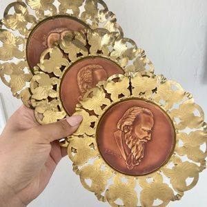 Vintage antique 1930’s brass composer wall decor BRAHMS/TCHAIKOVSKY/MENDELSSOHN